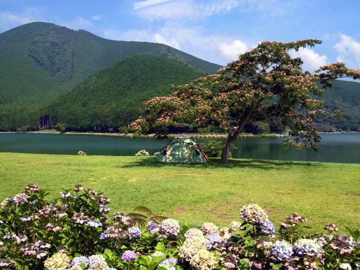 田貫湖の湖畔